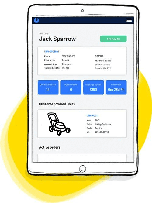 Outdoor Power Equipment Business System running on iPad