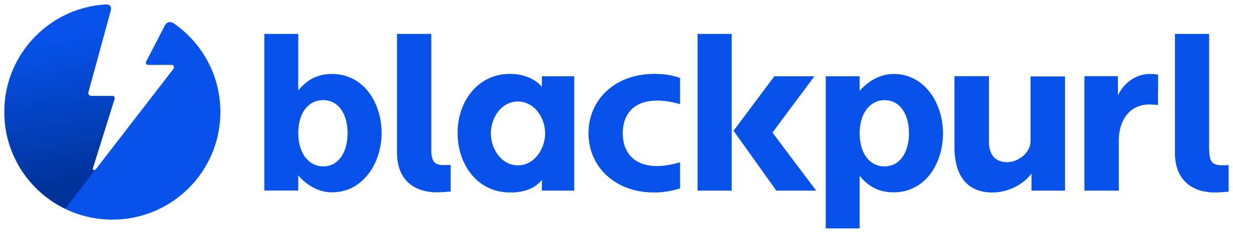 Blackpurl full-color logo, blue bolt badge and wordmark, on a white background