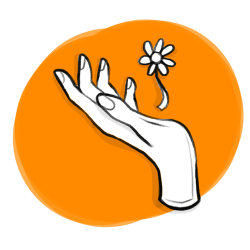 flower floating above open hand